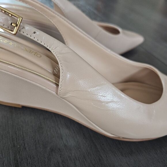 Franco Sarto Womens Beige Slingback Wedge Heels Shoes Size 6 Neutral Nude Tan - Picture 6 of 6